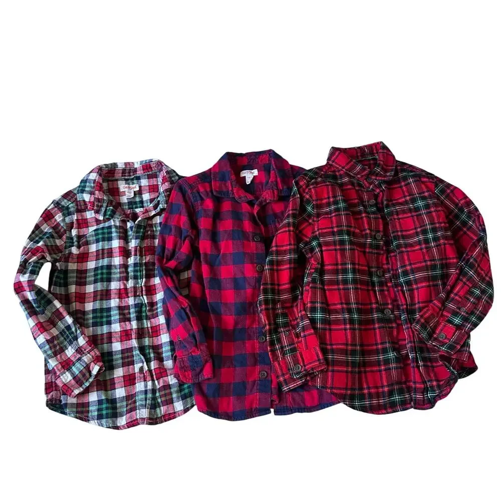 Cat & Jack Plaid Holiday Dress Shirt Bundle - Size Small